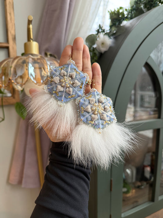 Tufted Caribou Hair Snowflake earrings