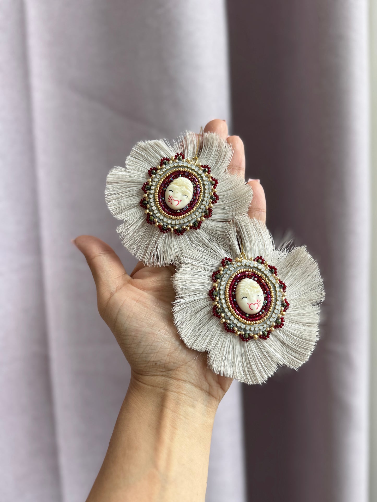 Ivory MMIW caribou flower earrings