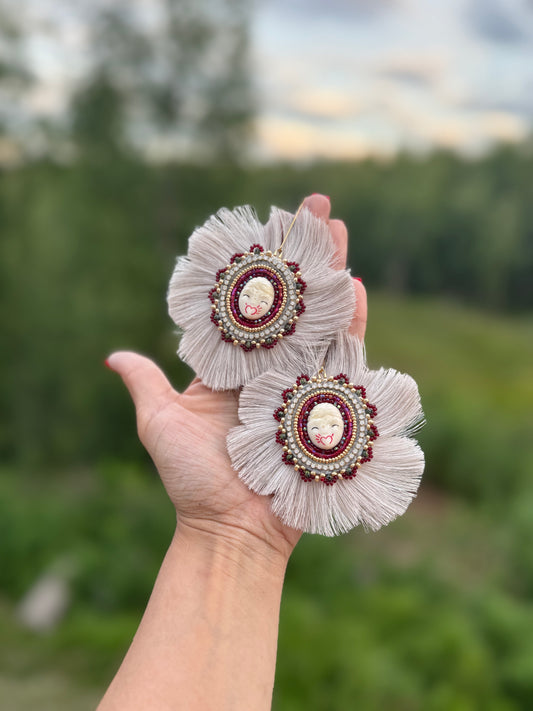 Ivory MMIW caribou flower earrings